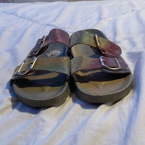 BAMBOO Silver Sandals with Buckle Straps
